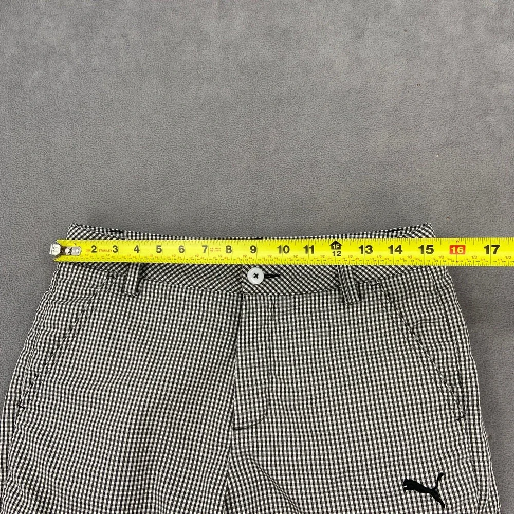 Puma Mens Golf Shorts Black White Gingham Check Plaid Size 30 Performance Sport‎